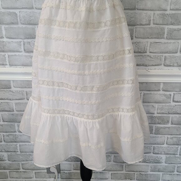J.Crew Puff Sleeve Daisy Chain Dress White Cotton Cottagecore Feminine Ruffled 6 - Picture 7 of 11